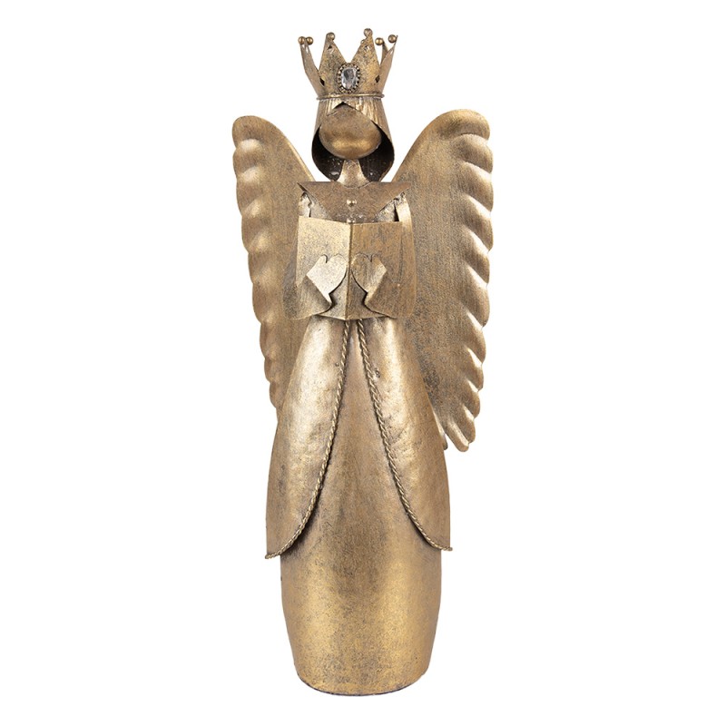 Clayre & Eef Kerstdecoratie Beeld Engel 17x10x39 cm Bruin Metaal