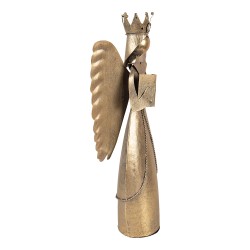 Clayre & Eef Kerstdecoratie Beeld Engel 17x10x39 cm Bruin Metaal