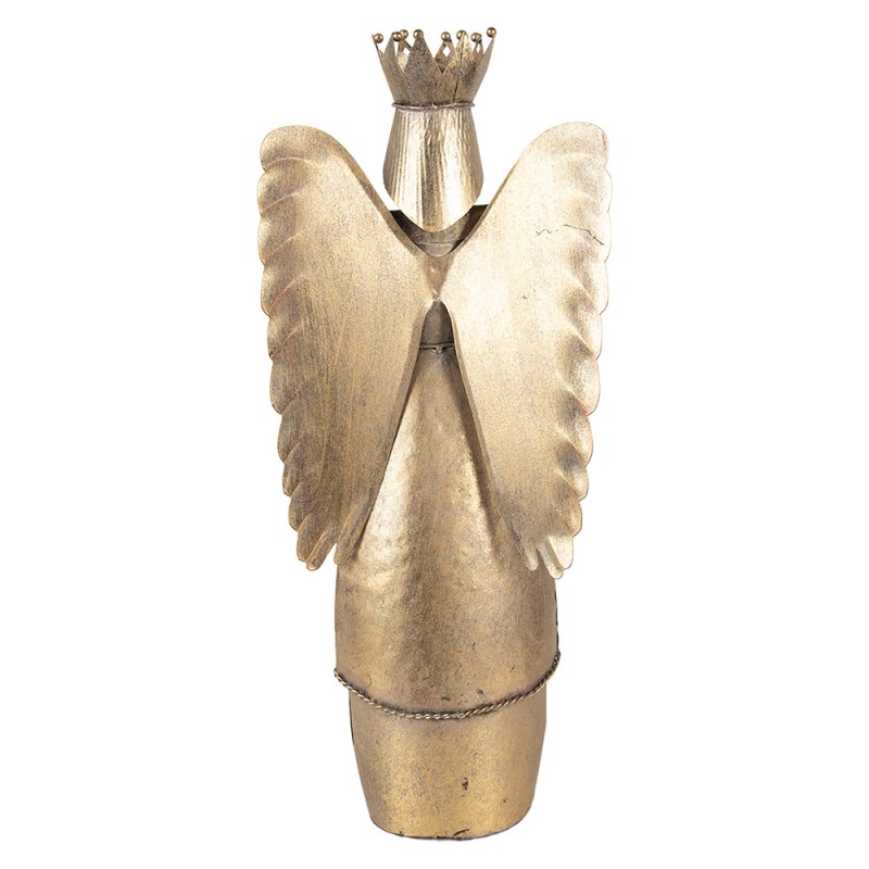 Clayre & Eef Kerstdecoratie Beeld Engel 17x10x39 cm Bruin Metaal