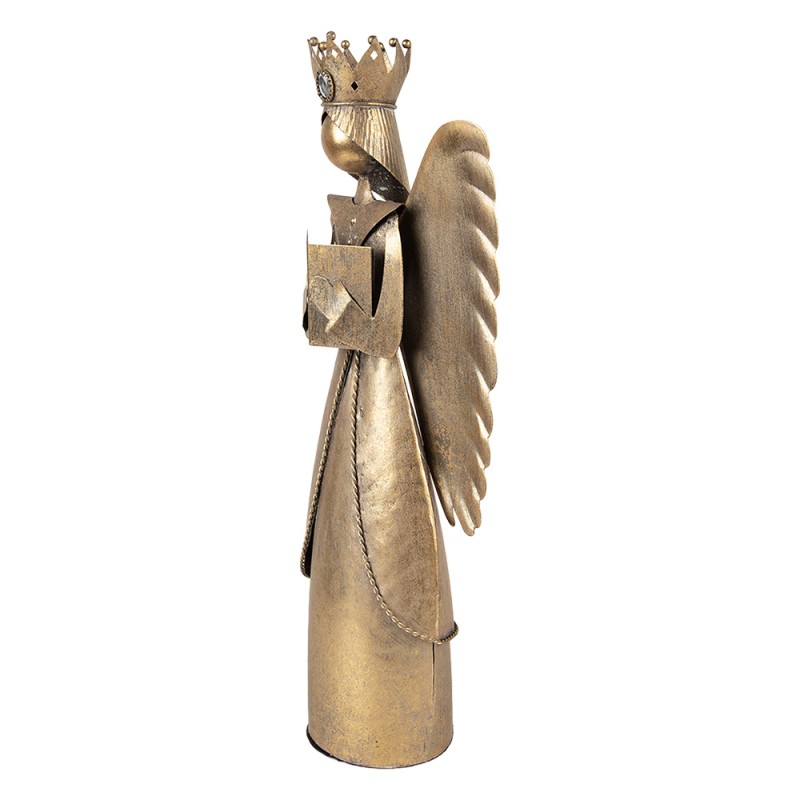 Clayre & Eef Kerstdecoratie Beeld Engel 17x10x39 cm Bruin Metaal