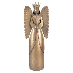 Clayre & Eef Kerstdecoratie Beeld Engel 17x10x46 cm Bruin Metaal