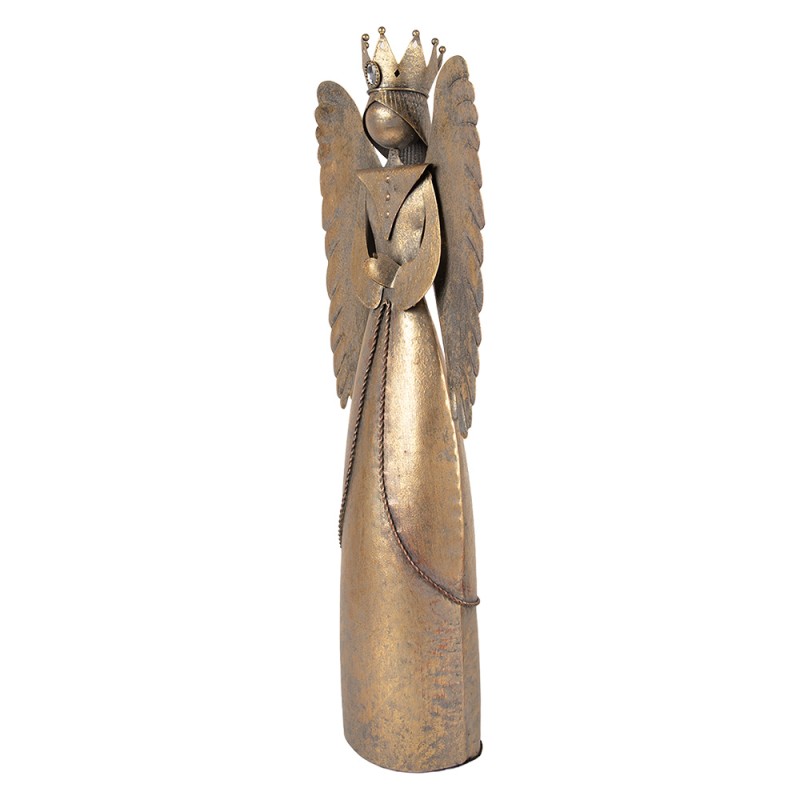 Clayre & Eef Kerstdecoratie Beeld Engel 17x10x46 cm Bruin Metaal
