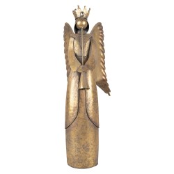 Clayre & Eef Kerstdecoratie Beeld Engel 20x16x52 cm Bruin Metaal