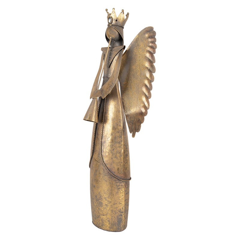 Clayre & Eef Kerstdecoratie Beeld Engel 20x16x52 cm Bruin Metaal