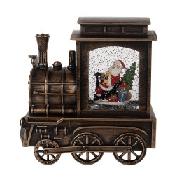 Clayre & Eef Decorazione natalizia con illuminazione a LED e musica Treno 20x9x21 cm Marrone Plastica