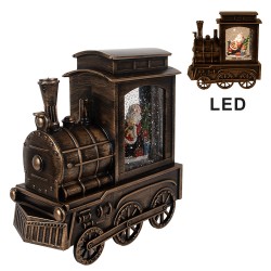 Clayre & Eef Decorazione natalizia con illuminazione a LED e musica Treno 20x9x21 cm Marrone Plastica