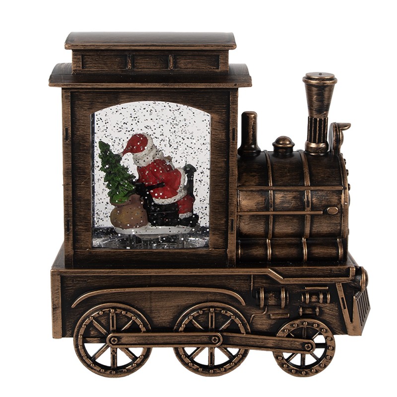 Clayre & Eef Decorazione natalizia con illuminazione a LED e musica Treno 20x9x21 cm Marrone Plastica