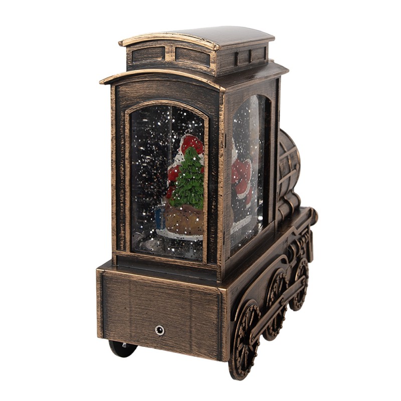 Clayre & Eef Decorazione natalizia con illuminazione a LED e musica Treno 20x9x21 cm Marrone Plastica