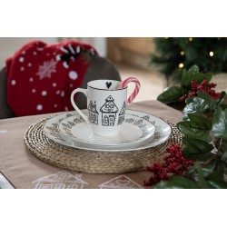 Clayre & Eef Piatto per la colazione Ø 20x2 cm Beige Porcellana Casa di pan di zenzero