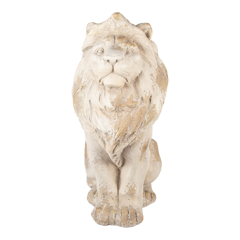 Clayre&Eef Decoratie Beeld Leeuw 50x30x62 cm Beige Keramiek afbeelding