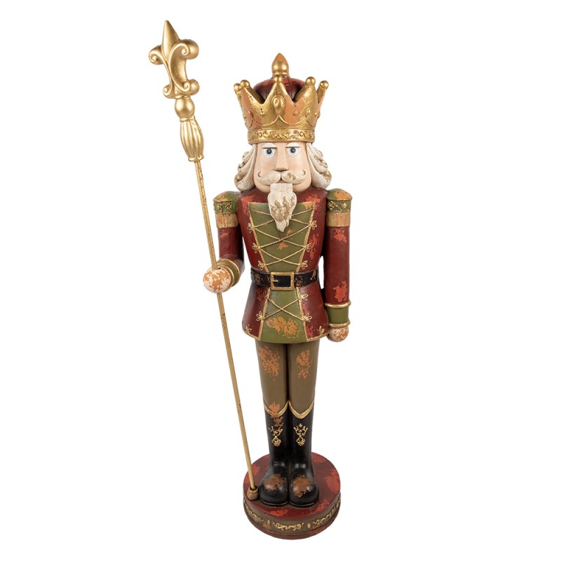 Clayre & Eef Kerstdecoratie Beeld Notenkraker 35x30x135 cm Rood Keramiek