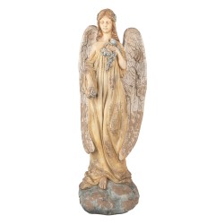 Clayre & Eef Decoratie Beeld Engel 28x22x71 cm Beige Keramiek