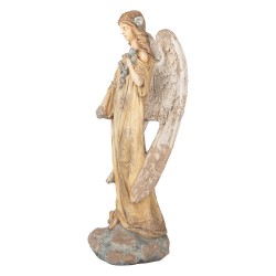 Clayre & Eef Decoratie Beeld Engel 28x22x71 cm Beige Keramiek