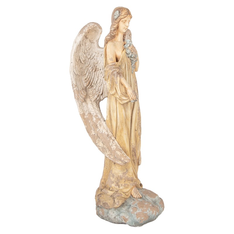 Clayre & Eef Decoratie Beeld Engel 28x22x71 cm Beige Keramiek