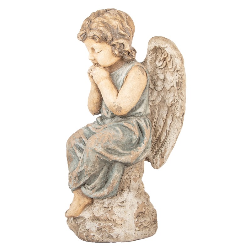 Clayre & Eef Decoratie Beeld Engel 32x23x56 cm Beige Keramiek