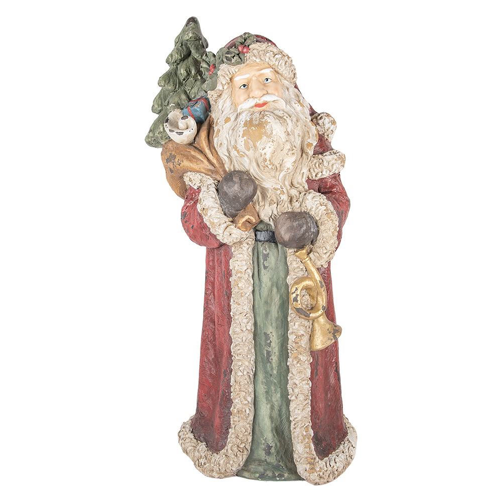 Clayre&Eef Kerstdecoratie Beeld Kerstman 35x28x83 cm Rood Keramiek afbeelding