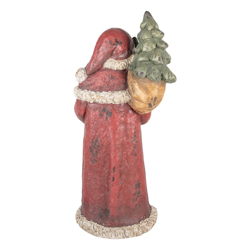 Clayre & Eef Kerstdecoratie Beeld Kerstman 35x28x83 cm Rood Keramiek