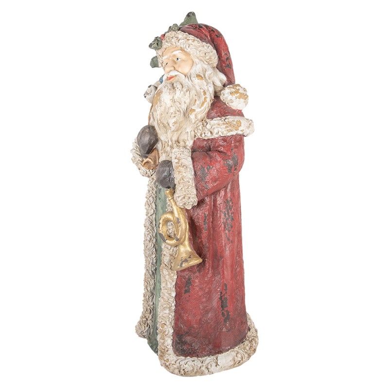 Clayre & Eef Kerstdecoratie Beeld Kerstman 35x28x83 cm Rood Keramiek