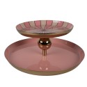 Clayre & Eef Etagère 2 laags Ø 30x11 cm Roze Metaal