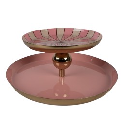 Clayre & Eef Etagère 2 laags Ø 30x11 cm Roze Metaal