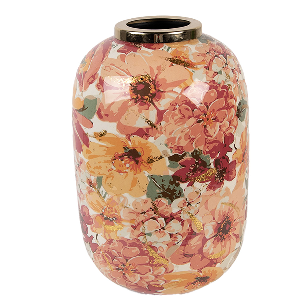 Clayre & Eef Vaas Ø 17x25 cm Beige Metaal afbeelding