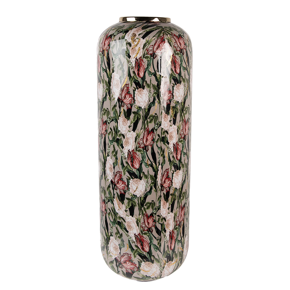 Vaas Ø 25X70 Cm Grijs Metaal-image