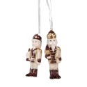 Clayre & Eef Kersthanger Set van 2 Notenkraker 3x3x10 cm Beige Keramiek