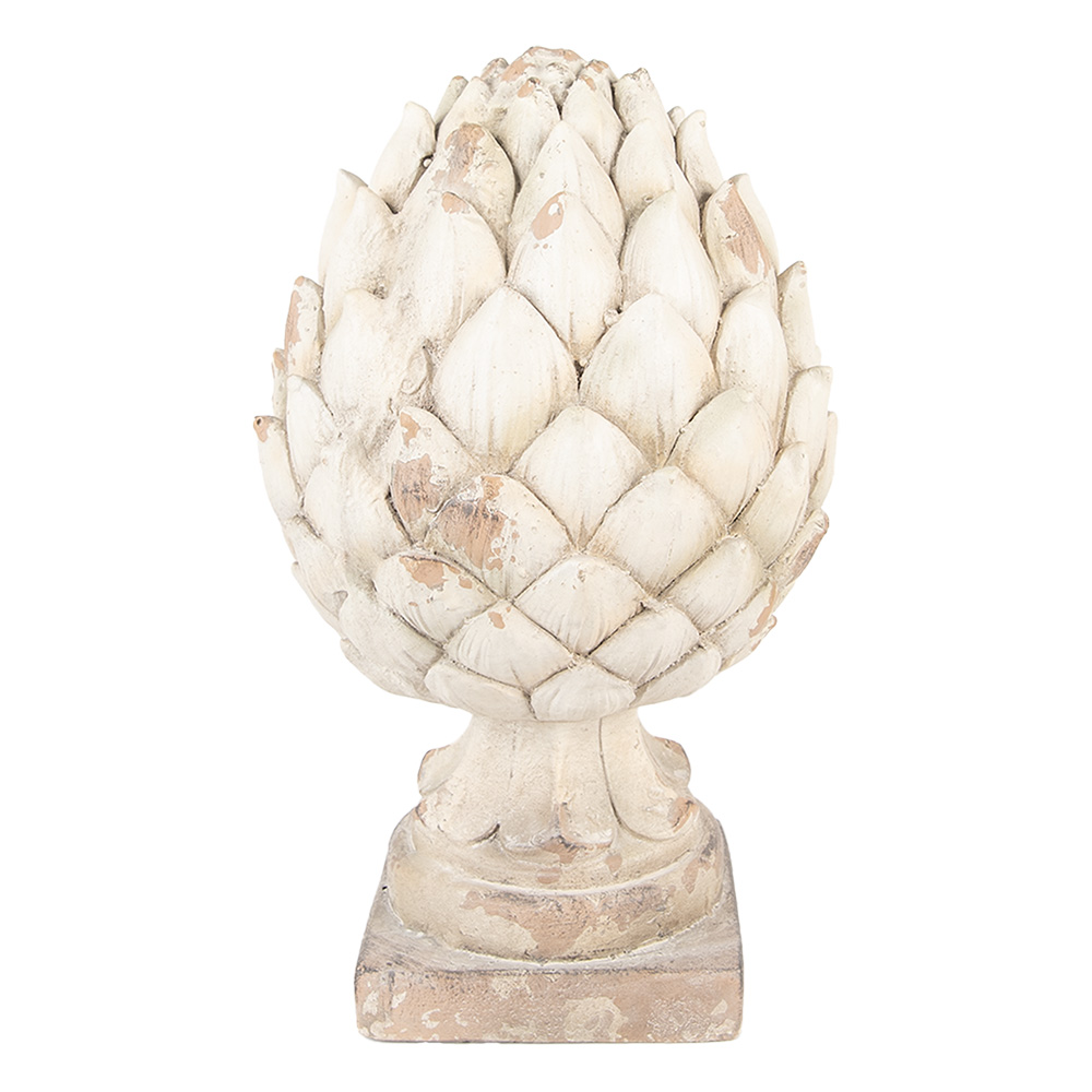 Clayre&Eef Decoratie Ornament DennenappelØ 23x41 cm Beige Keramiek afbeelding