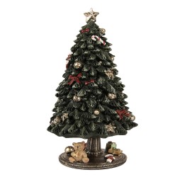 Clayre & Eef Musikbox Weihnachtsbaum Ø 13x23 cm Grün Kunststoff