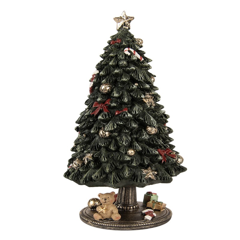 Clayre & Eef Musikbox Weihnachtsbaum Ø 13x23 cm Grün Kunststoff