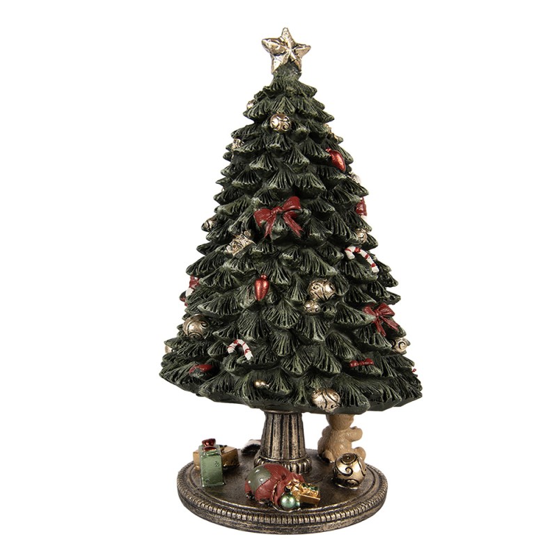 Clayre & Eef Musikbox Weihnachtsbaum Ø 13x23 cm Grün Kunststoff