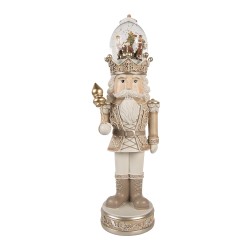 Clayre & Eef Décoration de Noël avec lumières LED et musique Casse-noisette 14x14x49 cm Beige Plastique