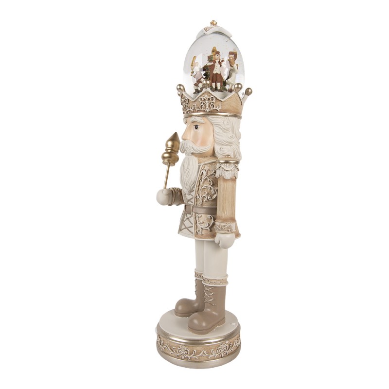 Clayre & Eef Décoration de Noël avec lumières LED et musique Casse-noisette 14x14x49 cm Beige Plastique