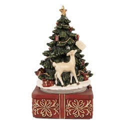 Clayre & Eef Music box Christmas Tree Ø 11x19 cm Green Plastic