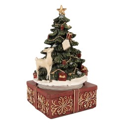 Clayre & Eef Music box Christmas Tree Ø 11x19 cm Green Plastic