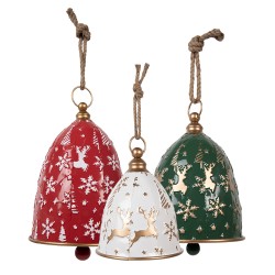 Clayre & Eef Décoration Sonnettes Ø 32x43 / Ø 28x35 / Ø 23x28 cm Rouge Métal