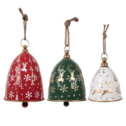 Clayre & Eef Décoration Sonnettes Ø 32x43 / Ø 28x35 / Ø 23x28 cm Rouge Métal