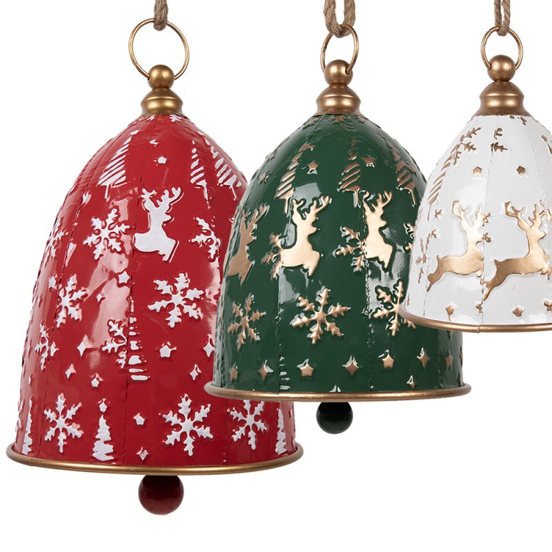 Clayre & Eef Décoration Sonnettes Ø 32x43 / Ø 28x35 / Ø 23x28 cm Rouge Métal