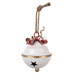 Clayre & Eef Decoratie Hanger Bel Ø 16x22 cm Wit Metaal