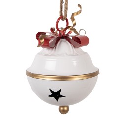 Clayre & Eef Decoratie Hanger Bel Ø 16x22 cm Wit Metaal