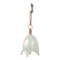 Clayre & Eef Decoratie Hanger Bel Ø 19x26 cm Wit Metaal