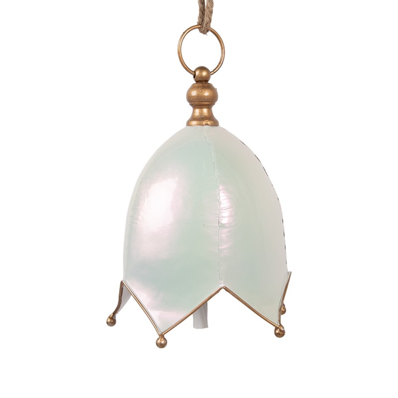 Clayre & Eef Decoratie Hanger Bel Ø 19x26 cm Wit Metaal