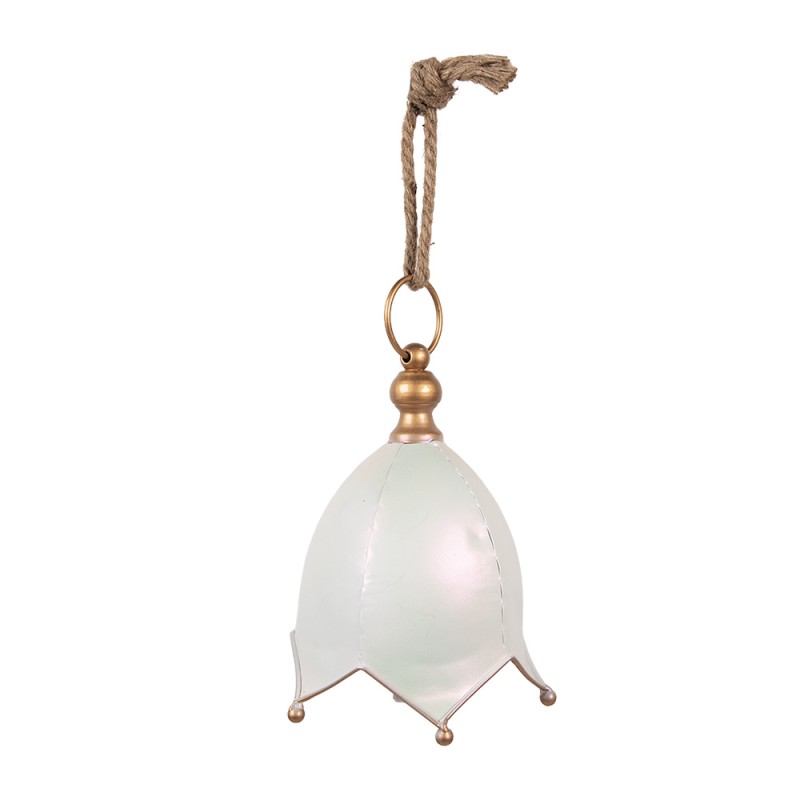 Clayre & Eef Decoratie Hanger Bel Ø 16x22 cm Wit Metaal
