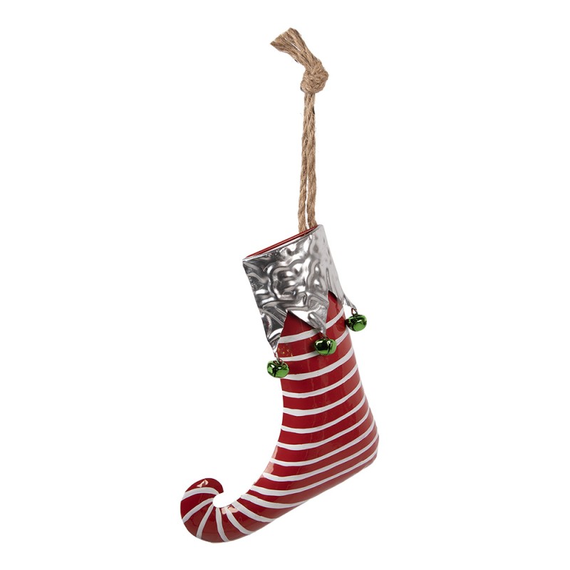 Clayre & Eef Pendentif de décoration Bas de Noël 21x4x26 cm Rouge Métal