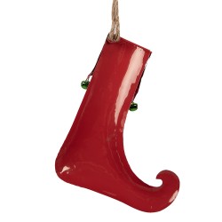 Clayre & Eef Pendentif de décoration Bas de Noël 21x4x26 cm Rouge Métal