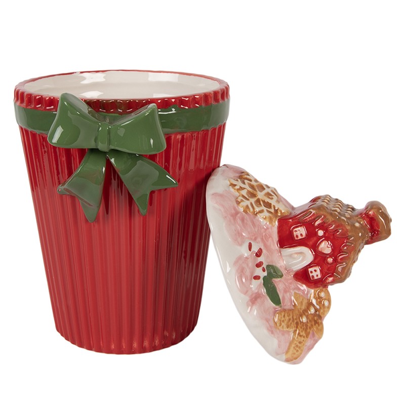 Clayre & Eef Voorraadpot Deksel 16x14x27 cm Rood Keramiek