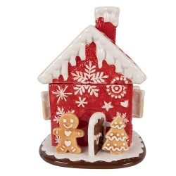 Clayre & Eef Voorraadpot Deksel Gingerbread house Ø 22x28 cm Rood Keramiek