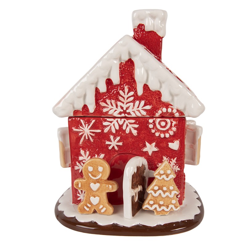 Clayre & Eef Voorraadpot Deksel Gingerbread house Ø 22x28 cm Rood Keramiek
