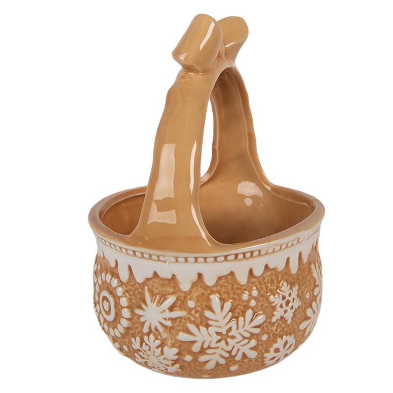 Clayre & Eef Decoratie Mand Ø 15x21 cm Bruin Keramiek