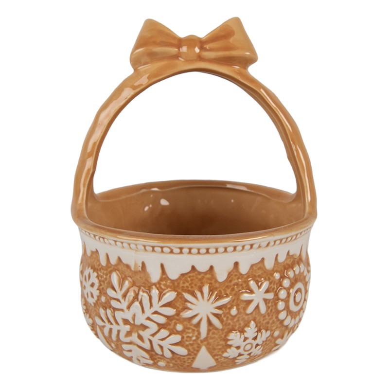 Clayre & Eef Decoratie Mand Ø 15x21 cm Bruin Keramiek